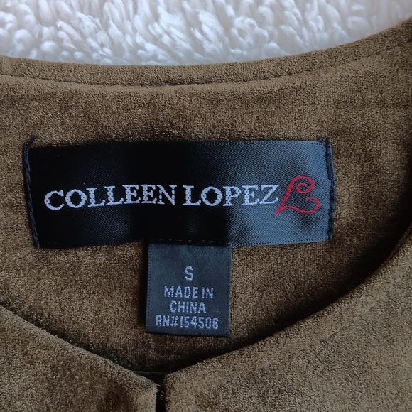 Colleen Lopez olive faux suede boho lace sleeveless duster - Picture 6 of 8